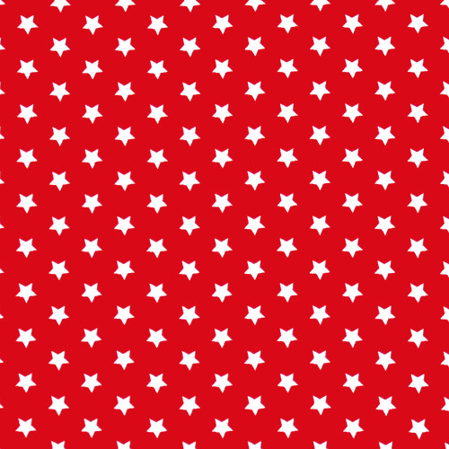little stars on red - printed poplin fabric