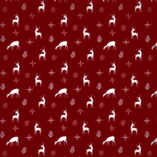 christmas deer on deep red - printed poplin fabric