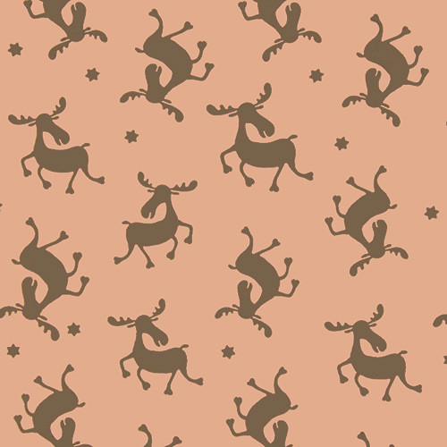 reindeer silhouette on salmon - printed french terry