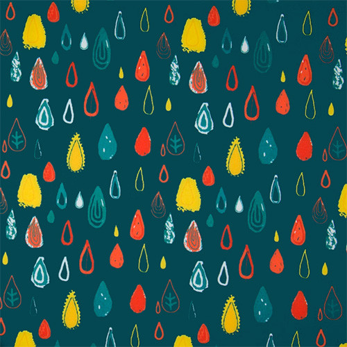 colorful raindrops on petrol - printed softshell