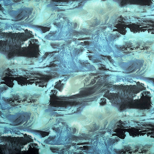 waves in blue - printed softshell