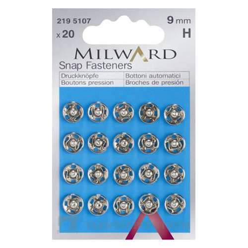 sew-on snap fasteners - silver  - 20 pcs