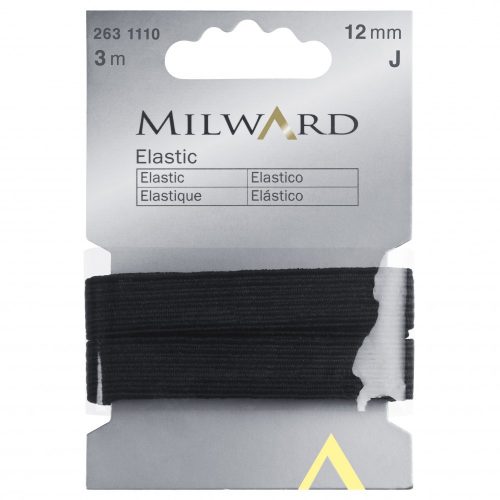 elastic - 12 mm wide - 3 m - black