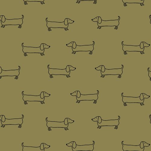 cool dachshunds on khaki - printed jersey fabric