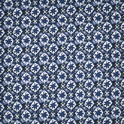 javanese pattern in blue - printed poplin fabric