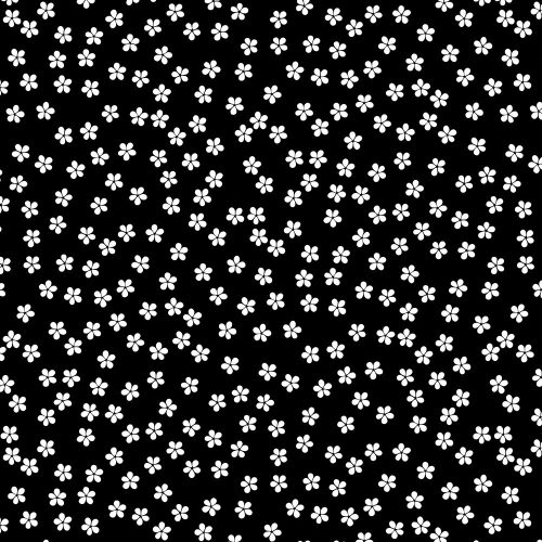 tiny flowers on black - printed poplin fabric